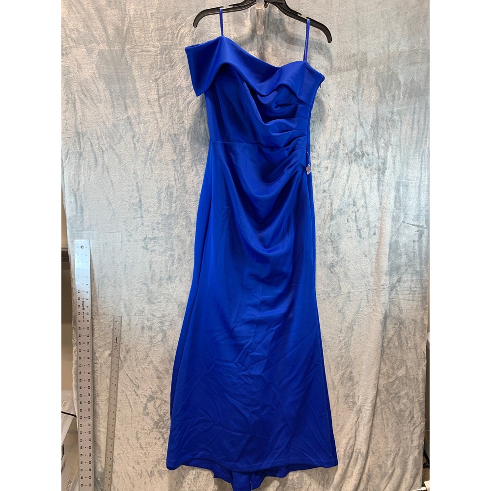 Eliza J Womens Cobalt Blue One Shoulder Ruched Evening Gown Dress EJ2M0055 12